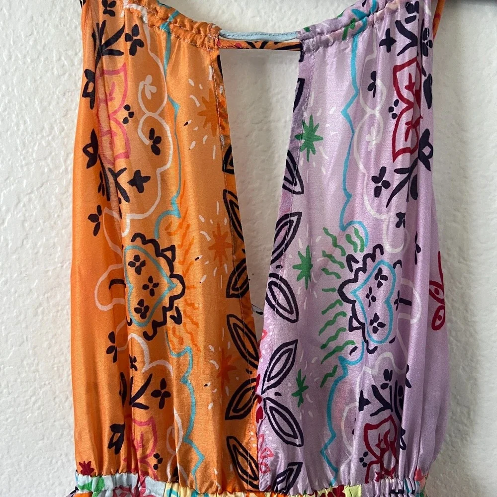 NWT Sundress X Revolve Sz M Crystal Saint Tropez Mini Dress Patchwork Vacation - Picture 7 of 10